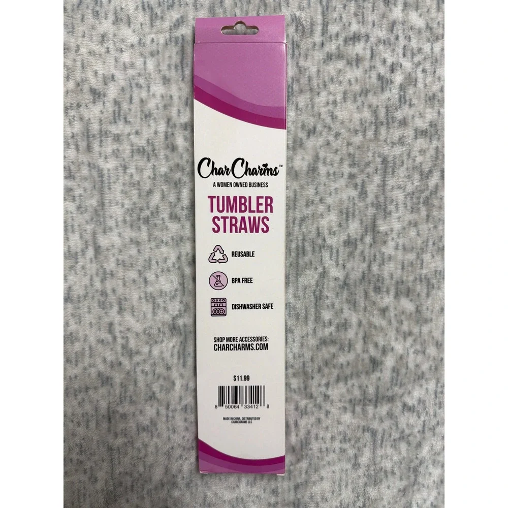 CharCharms Pink 6 Pack Reusable‎ Tumbler Straws for 40oz Cups Pink Pack BPA Free